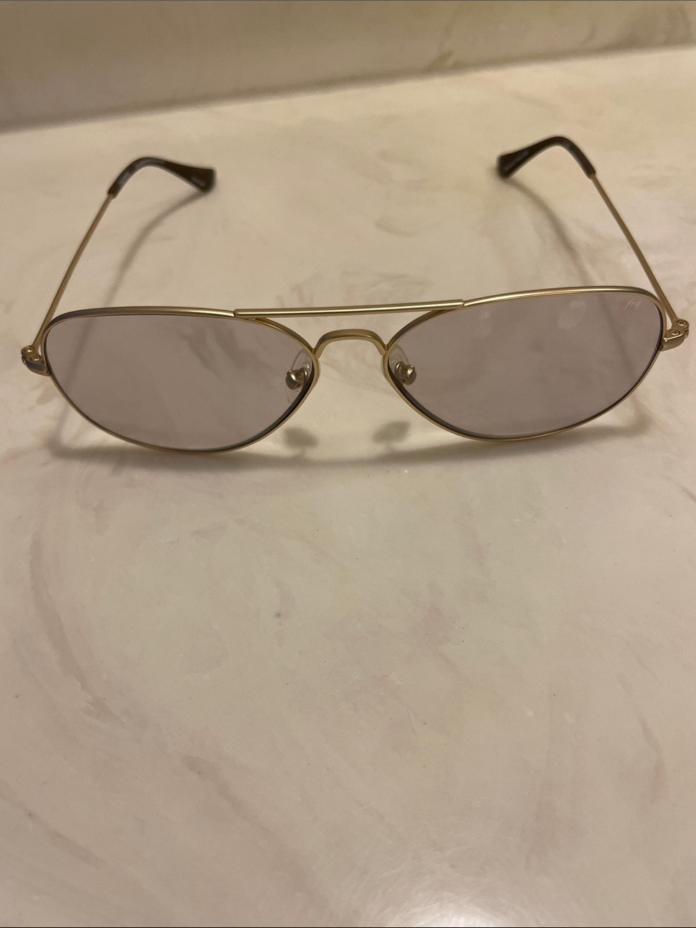 Gold Metal Frame Sunglasses with Light Gray Lenses
